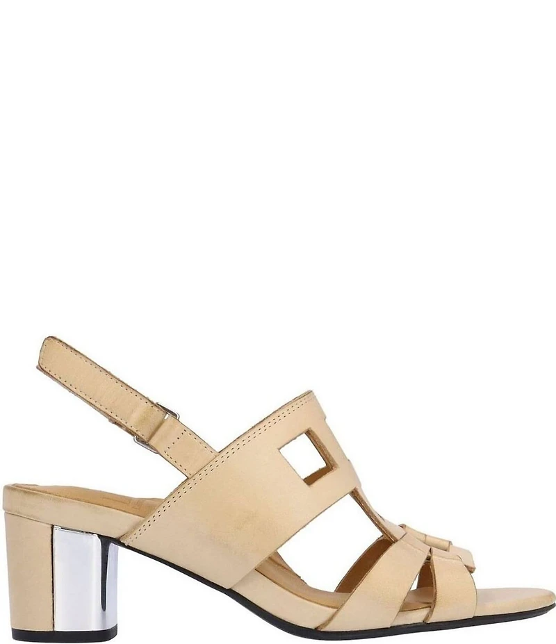 L'Amour Des Pieds Marise Leather Slingback Block Heel Sandals