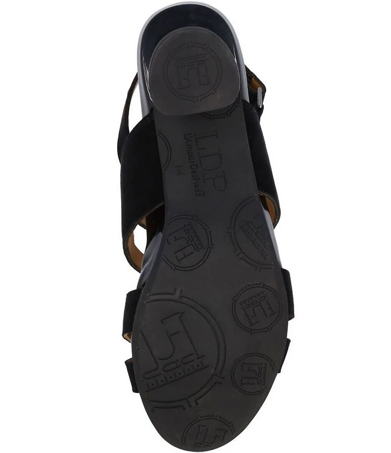 L'Amour Des Pieds Marise Suede Slingback Block Heel Sandals