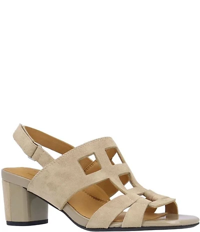 L'Amour Des Pieds Marise Suede Slingback Block Heel Sandals