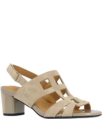 L'Amour Des Pieds Marise Suede Slingback Block Heel Sandals