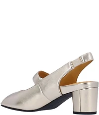 L'Amour Des Pieds Merryn Metallic Leather Peep Toe Slingback Mary Jane Pumps