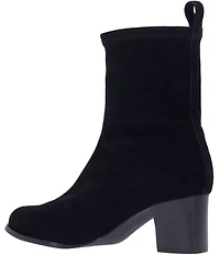 L'Amour Des Pieds Picarus Stretch Suede Block Heel Booties