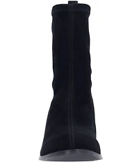 L'Amour Des Pieds Picarus Stretch Suede Block Heel Booties