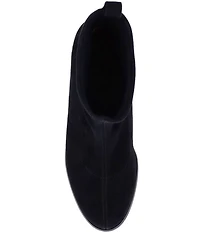L'Amour Des Pieds Picarus Stretch Suede Block Heel Booties