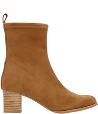 L'Amour Des Pieds Picarus Stretch Suede Block Heel Booties