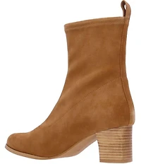 L'Amour Des Pieds Picarus Stretch Suede Block Heel Booties