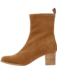 L'Amour Des Pieds Picarus Stretch Suede Block Heel Booties