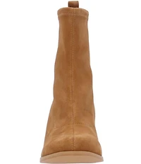 L'Amour Des Pieds Picarus Stretch Suede Block Heel Booties