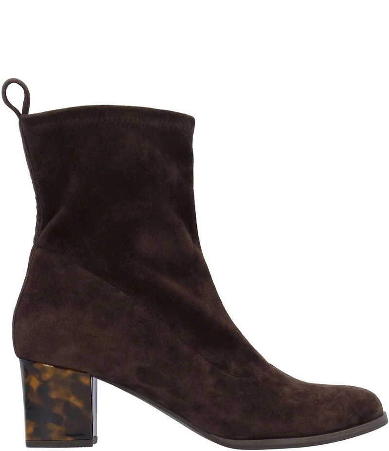 L'Amour Des Pieds Picarus Stretch Suede Tortoise Heel Booties