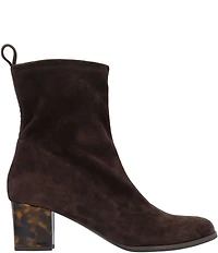 L'Amour Des Pieds Picarus Stretch Suede Tortoise Heel Booties