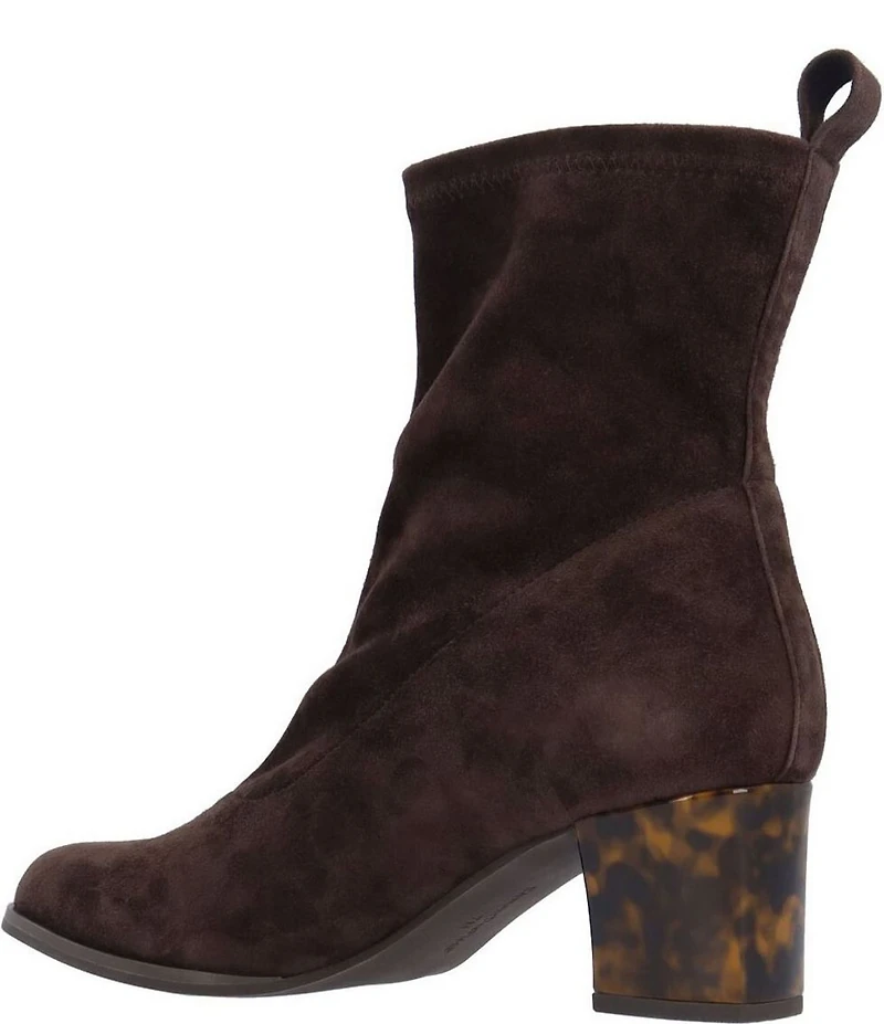 L'Amour Des Pieds Picarus Stretch Suede Tortoise Heel Booties