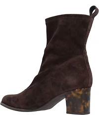 L'Amour Des Pieds Picarus Stretch Suede Tortoise Heel Booties