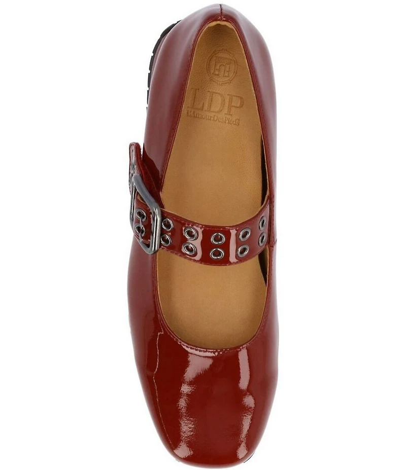 L'Amour Des Pieds Tanzy Patent Leather Mary Jane Mini Wedge Pumps