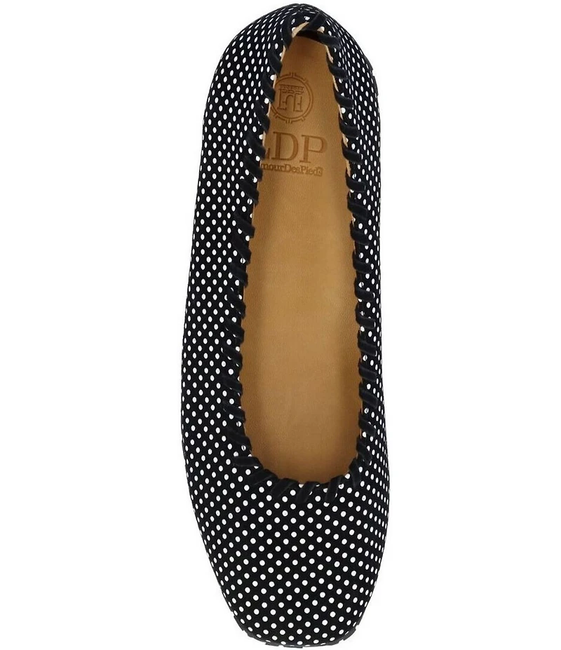 L'Amour Des Pieds Tiffanie Leather Dot Print Mini Wedge Slip On Flats