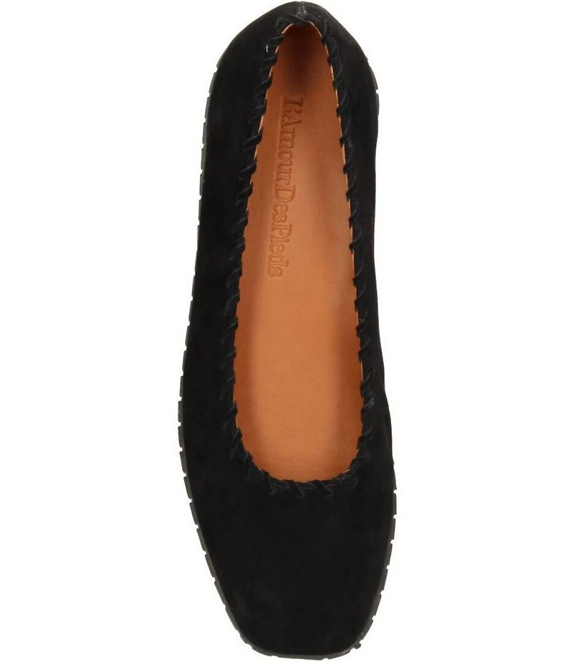 L'Amour Des Pieds Tiffanie Suede Mini Wedge Ballerina Flats
