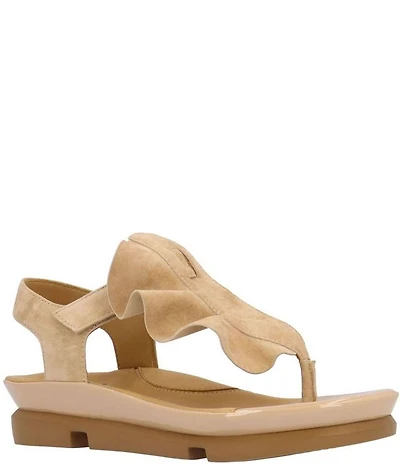L'Amour Des Pieds Vendala Suede Ruffle Thong Sandals