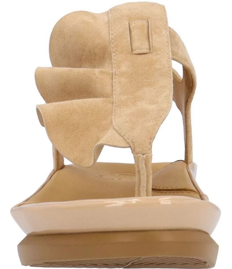 L'Amour Des Pieds Vendala Suede Ruffle Thong Sandals