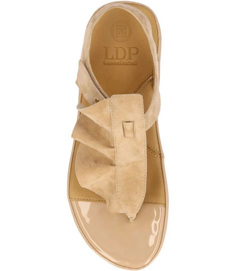 L'Amour Des Pieds Vendala Suede Ruffle Thong Sandals