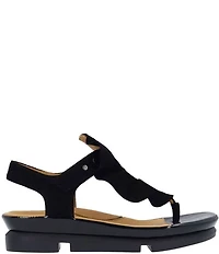 L'Amour Des Pieds Vendala Suede Ruffle Thong Sandals