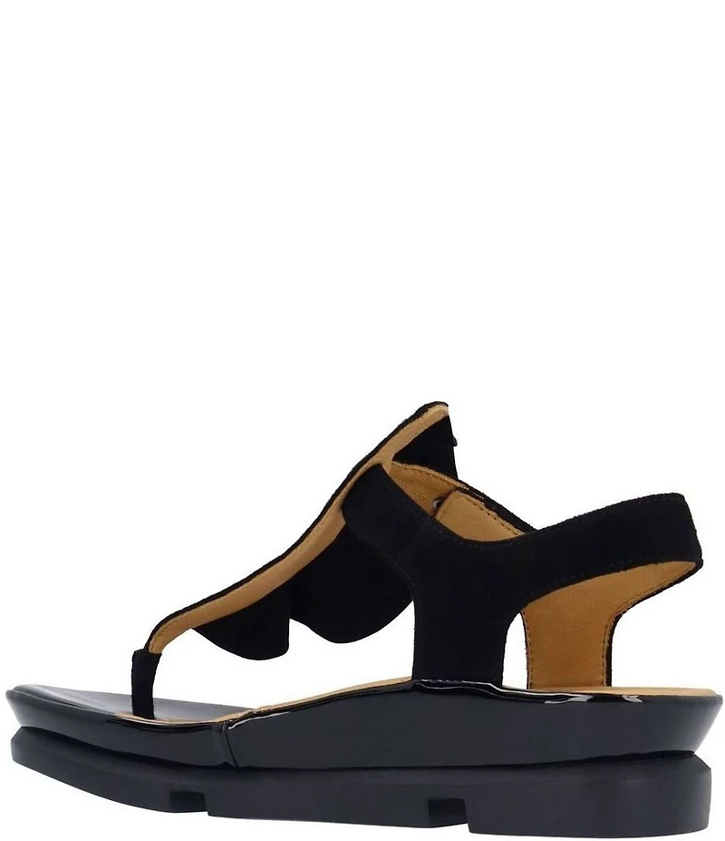 L'Amour Des Pieds Vendala Suede Ruffle Thong Sandals