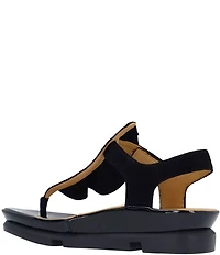 L'Amour Des Pieds Vendala Suede Ruffle Thong Sandals