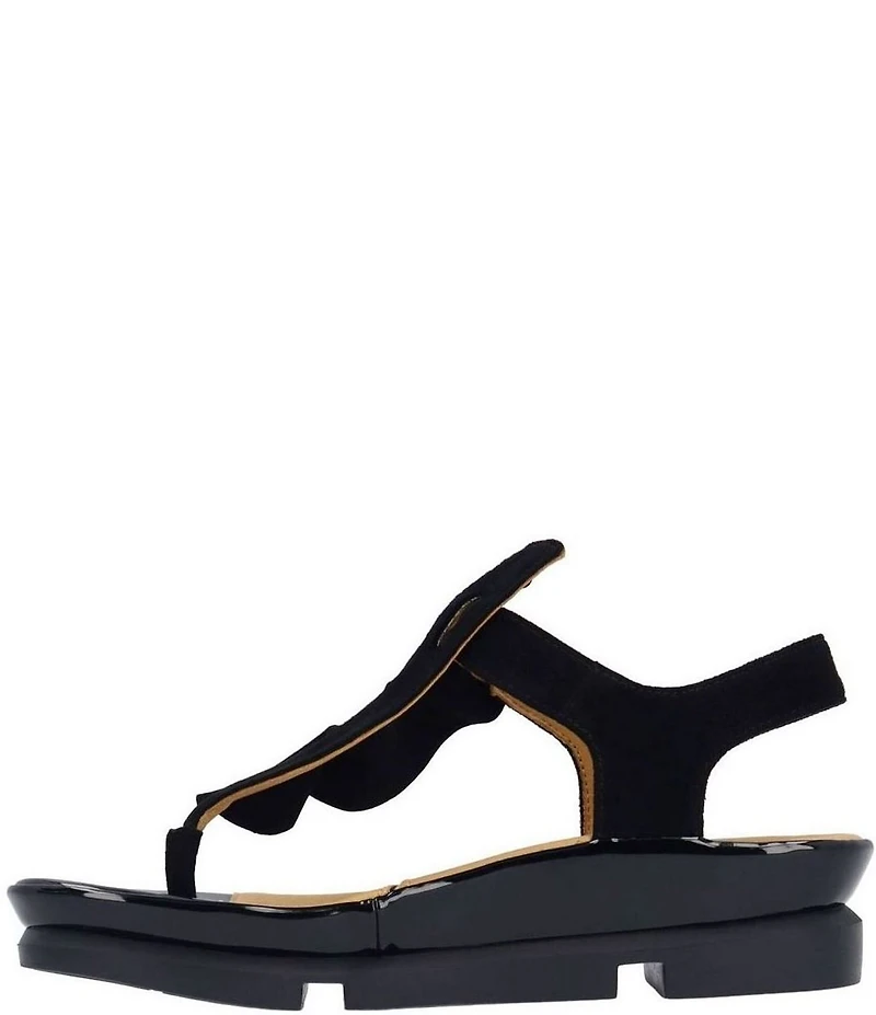 L'Amour Des Pieds Vendala Suede Ruffle Thong Sandals