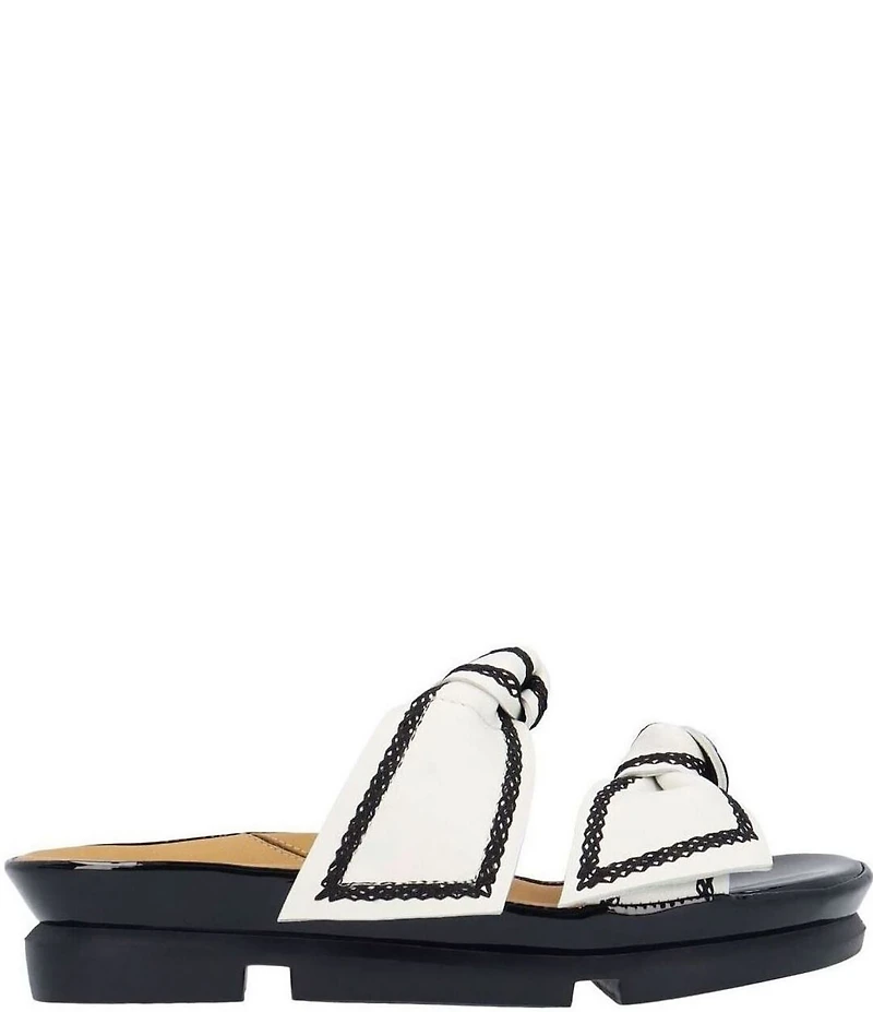L'Amour Des Pieds Voleta Leather Knotted Embroidery Slide Sandals