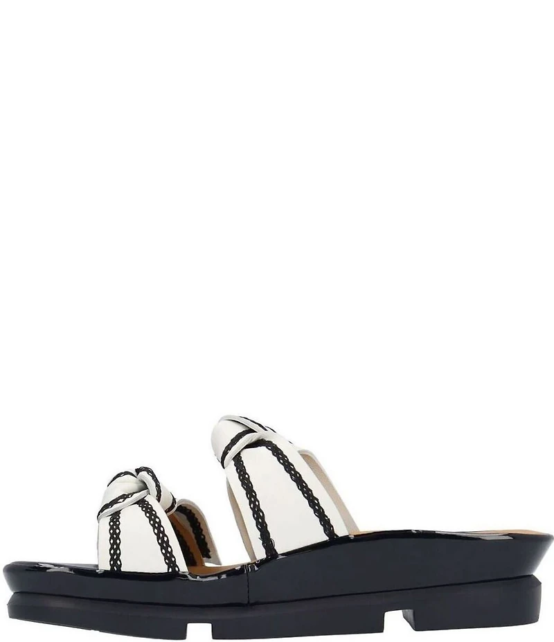 L'Amour Des Pieds Voleta Leather Knotted Embroidery Slide Sandals