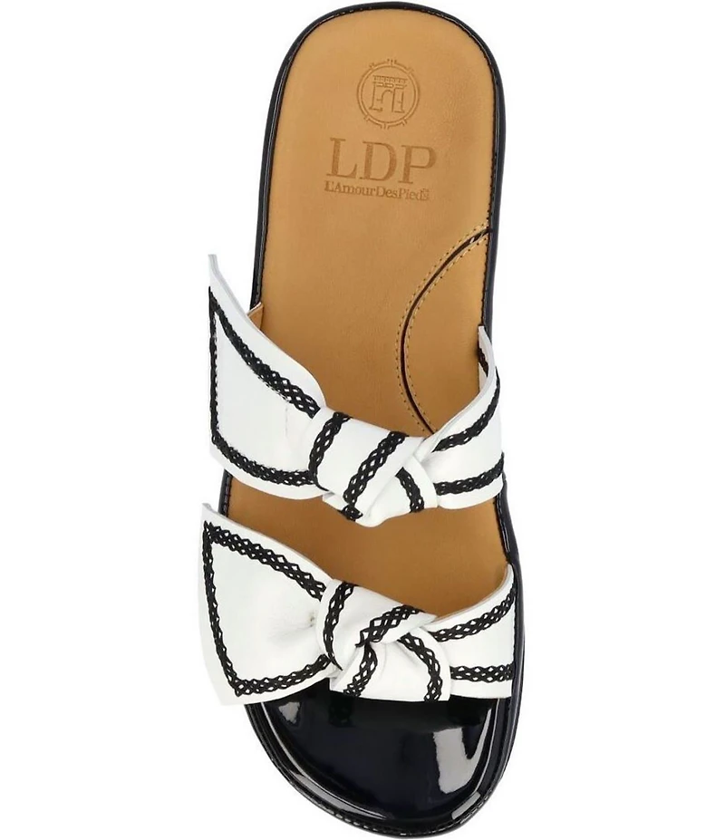 L'Amour Des Pieds Voleta Leather Knotted Embroidery Slide Sandals