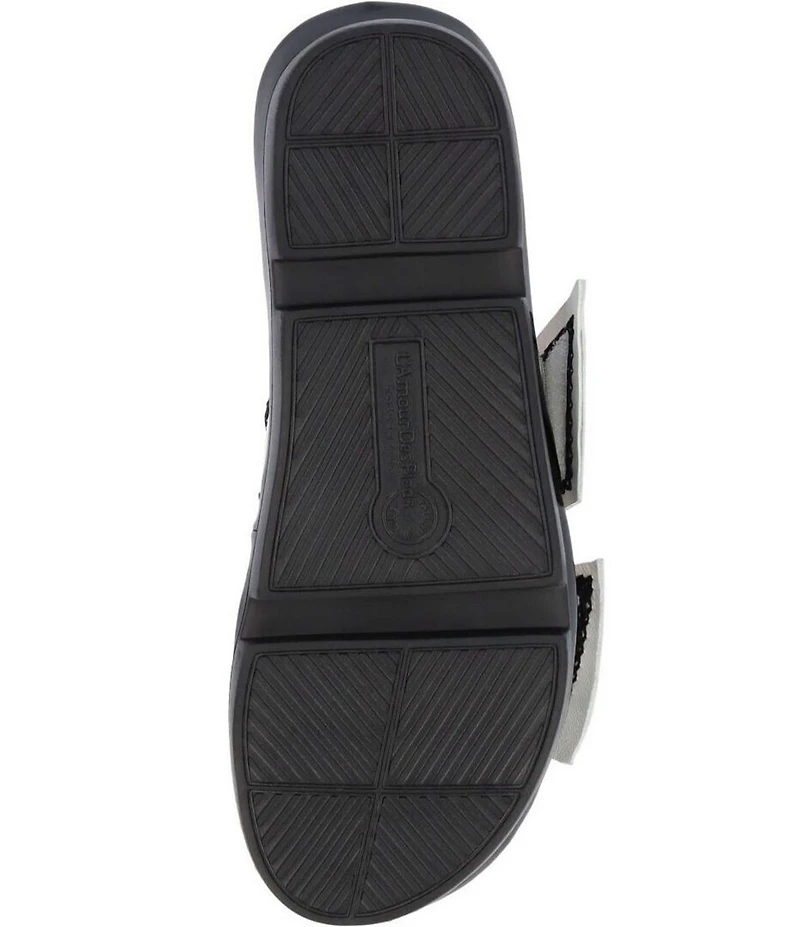 L'Amour Des Pieds Voleta Leather Knotted Embroidery Slide Sandals