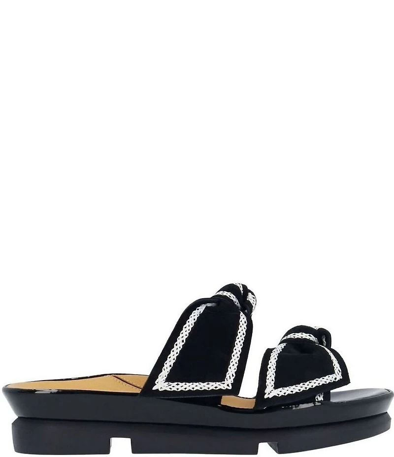 L'Amour Des Pieds Voleta Suede Knotted Embroidery Slide Sandals