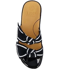 L'Amour Des Pieds Voleta Suede Knotted Embroidery Slide Sandals