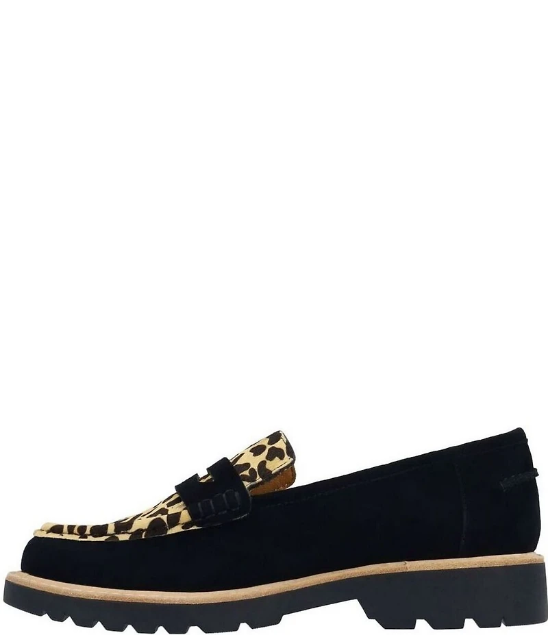 L'Amour Des Pieds Yolandi Suede Leopard Calf Hair Penny Loafers