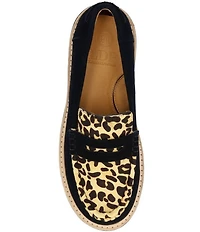 L'Amour Des Pieds Yolandi Suede Leopard Calf Hair Penny Loafers