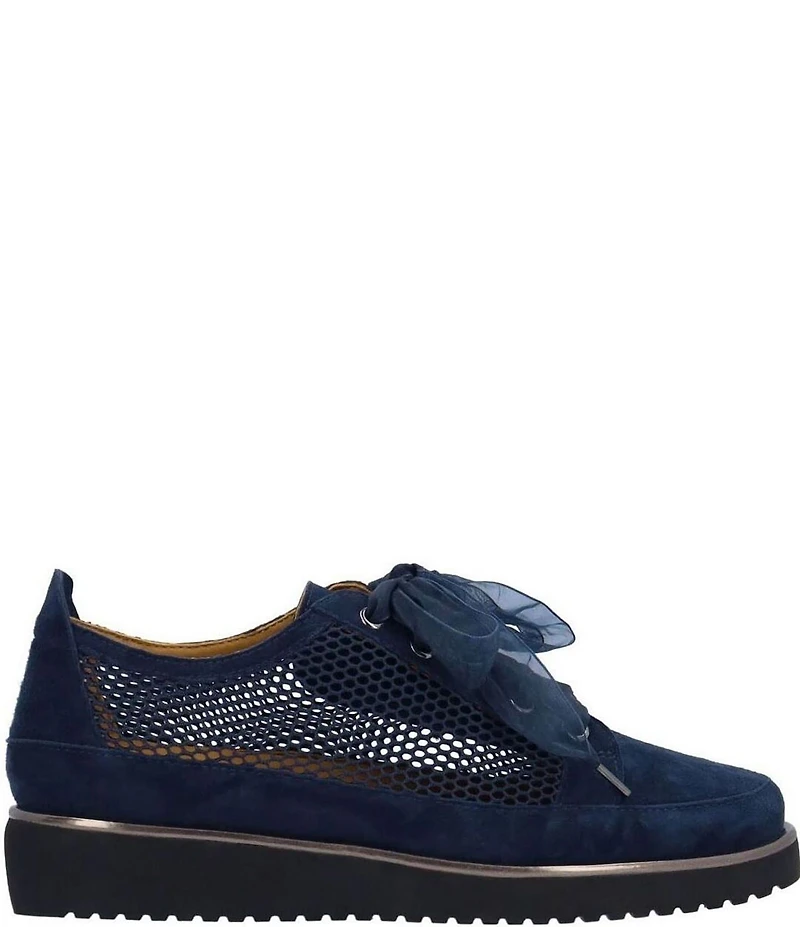 L'amour Des Pieds Zafira Kid Suede Perforated Lace Up Wedge Sneakers