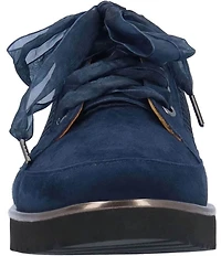L'amour Des Pieds Zafira Kid Suede Perforated Lace Up Wedge Sneakers