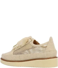 L'amour Des Pieds Zafira Linen and Mesh Lace Up Platform Wedge Sneakers