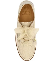 L'amour Des Pieds Zafira Linen and Mesh Lace Up Platform Wedge Sneakers