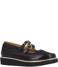 L'Amour Des Pieds Zalika Leather and Mesh Platform Wedge Mary Jane Pumps