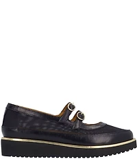 L'Amour Des Pieds Zalika Leather and Mesh Platform Wedge Mary Jane Pumps