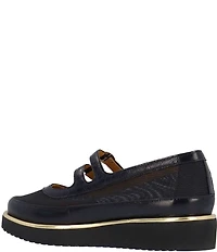 L'Amour Des Pieds Zalika Leather and Mesh Platform Wedge Mary Jane Pumps