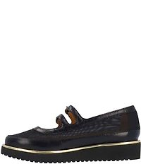 L'Amour Des Pieds Zalika Leather and Mesh Platform Wedge Mary Jane Pumps