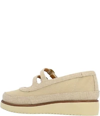 L'Amour Des Pieds Zalika Linen and Mesh Platform Wedge Mary Jane Pumps