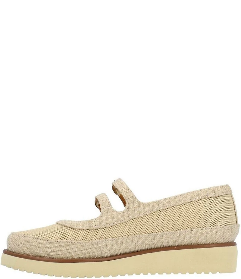 L'Amour Des Pieds Zalika Linen and Mesh Platform Wedge Mary Jane Pumps
