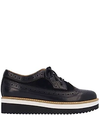 L'Amour Des Pieds Zorielle Leather and Suede Brogue Detail Platform Wedge Oxfords