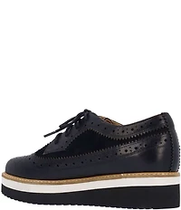 L'Amour Des Pieds Zorielle Leather and Suede Brogue Detail Platform Wedge Oxfords