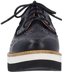 L'Amour Des Pieds Zorielle Leather and Suede Brogue Detail Platform Wedge Oxfords