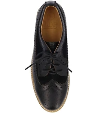 L'Amour Des Pieds Zorielle Leather and Suede Brogue Detail Platform Wedge Oxfords