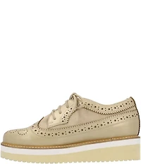 L'Amour Des Pieds Zorielle Leather and Suede Brogue Detail Platform Wedge Oxfords