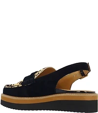 L'Amour Des Pieds Zuree Suede Leopard Print Calf Hair Slingback Penny Loafers